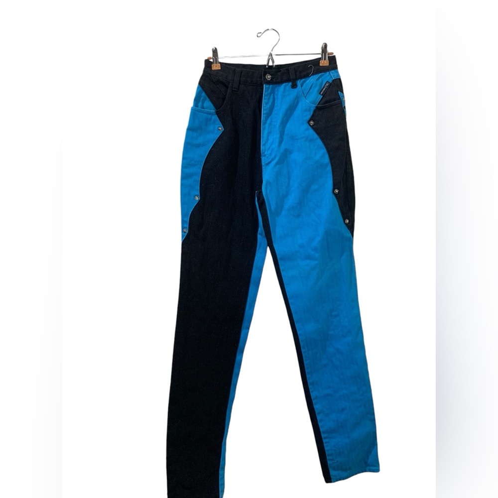Super cool! Vintage Western Ethics Vintage Black Blue Color Block Jeans